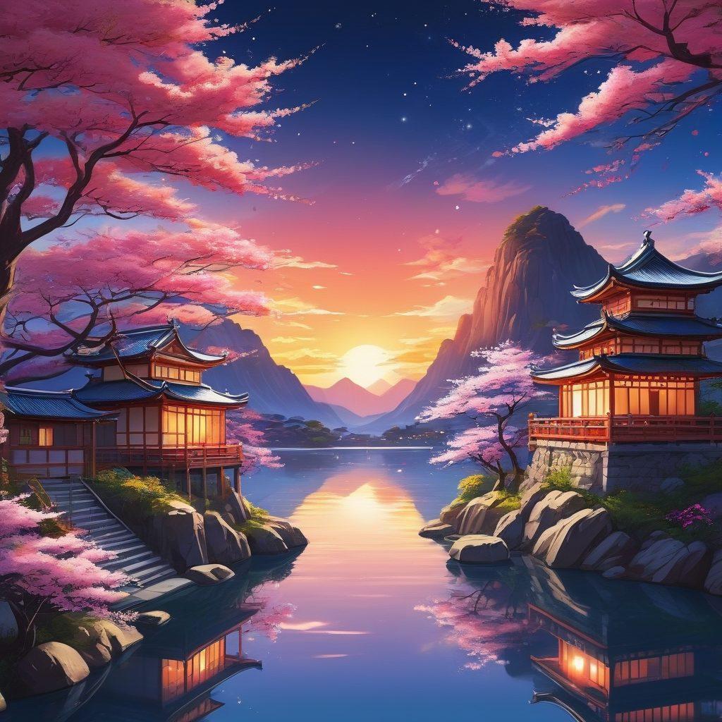 A captivating scene showcasing a vibrant anime-inspired world, filled with whimsical characters from various hentai styles. Illustrate a dynamic blend of manga panels and animated scenes, highlighting their fantastical elements and rich colors. Include playful and suggestive imagery that reflects creativity and imagination, set against a dreamy landscape. Incorporate subtle hints of traditional Japanese culture to enhance the theme. super-realistic. vibrant colors. anime style. dreamy background.